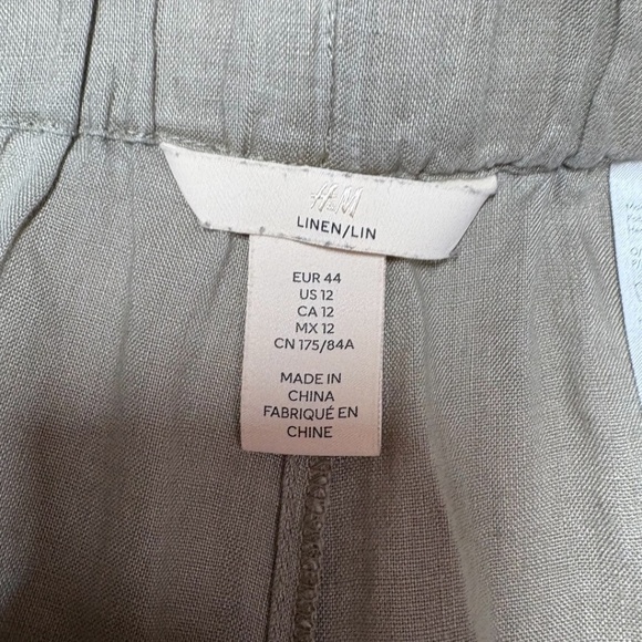 H & M 100% Linen Pull On Shorts Side Pockets Elasticized Waist Super Soft Sz 12 - Picture 5 of 10